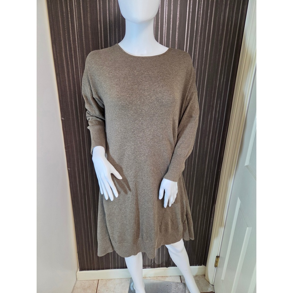 Intimissimi Brown Knit Sweater Dress Lace Back Zipper Detail Size L